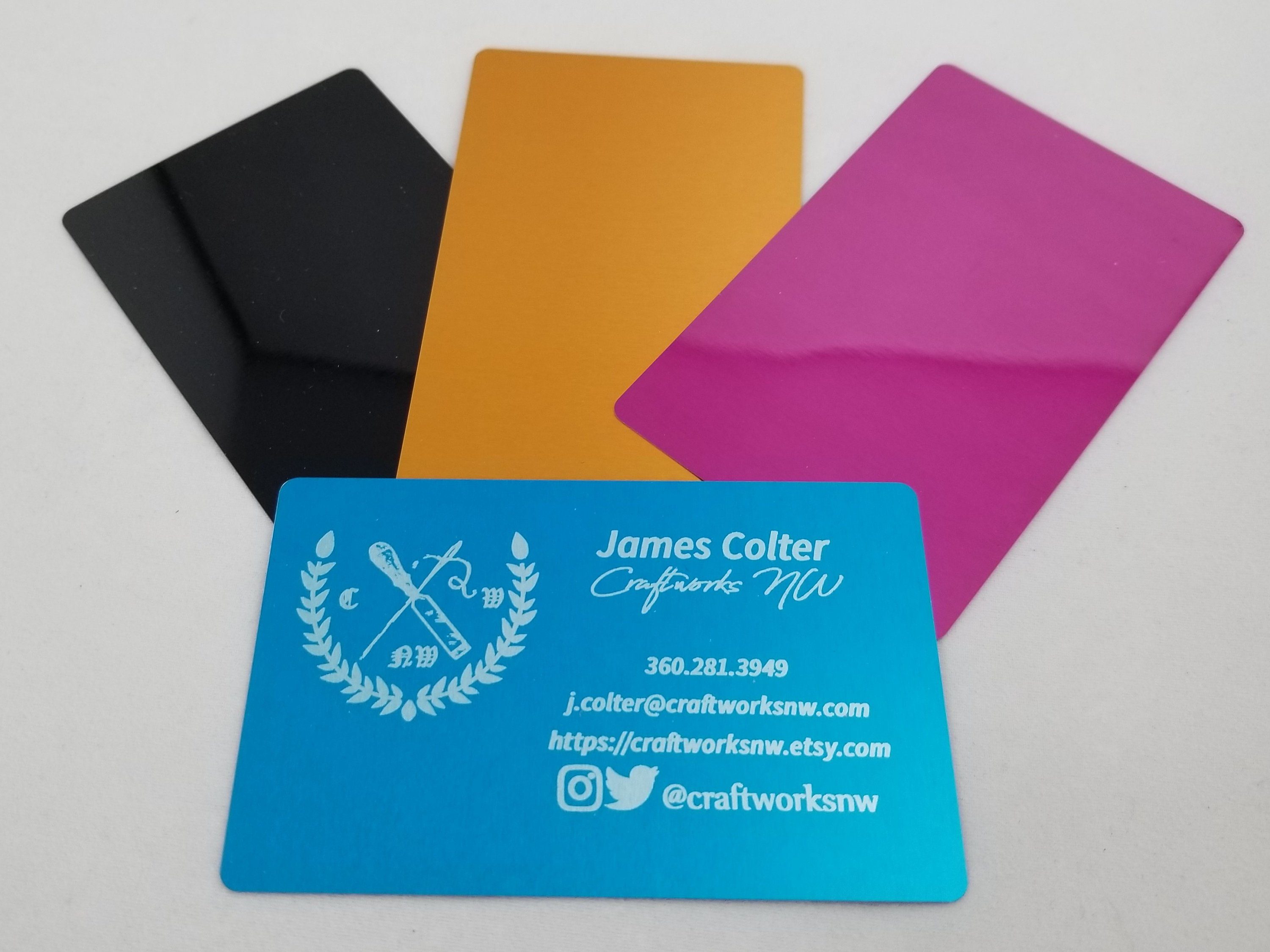 Anodized Aluminum Business Cards, Laser Engraved, 0.45mm