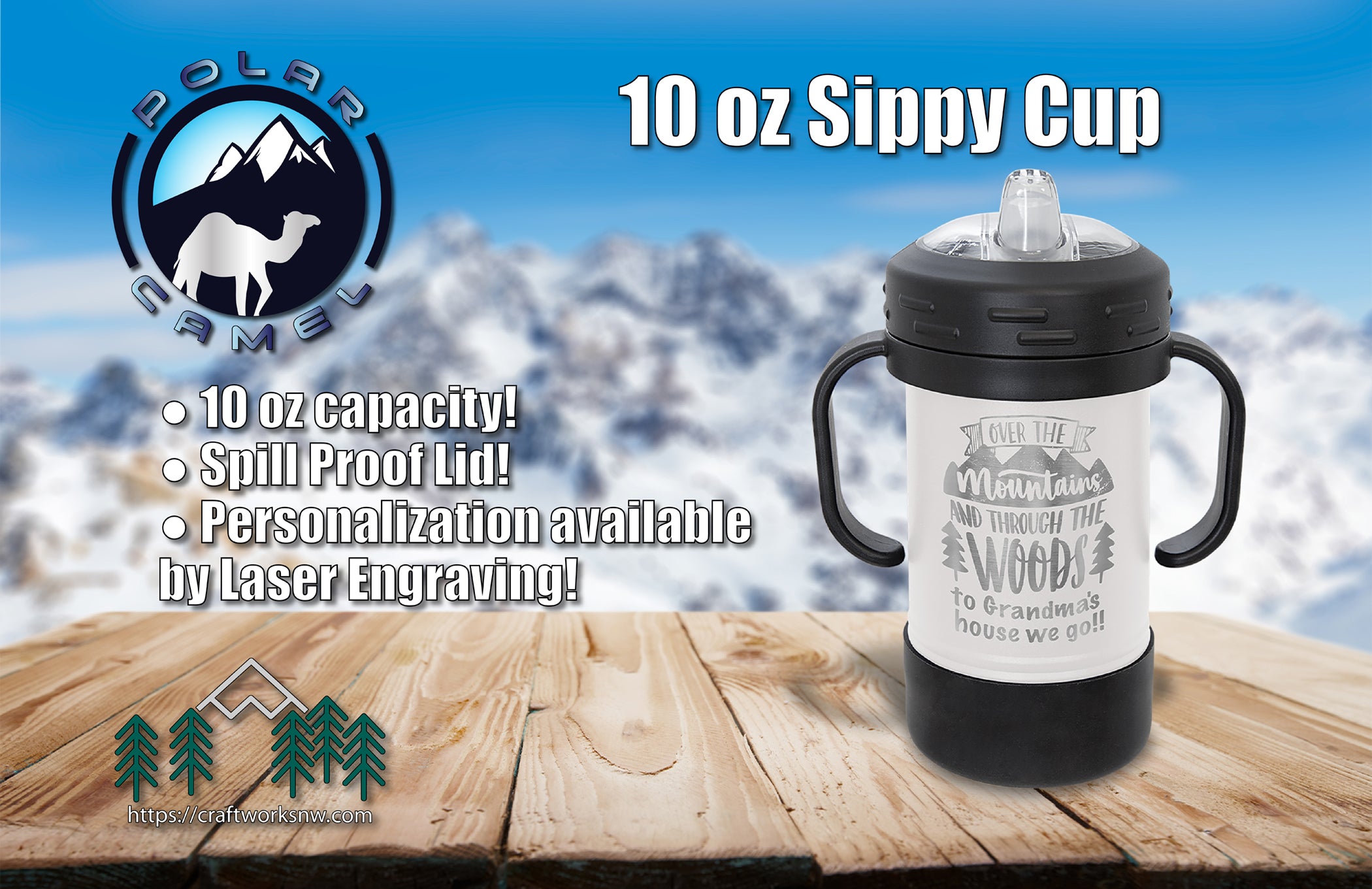 Polar Camel 10 oz. Stainless Steel Sippy Cups