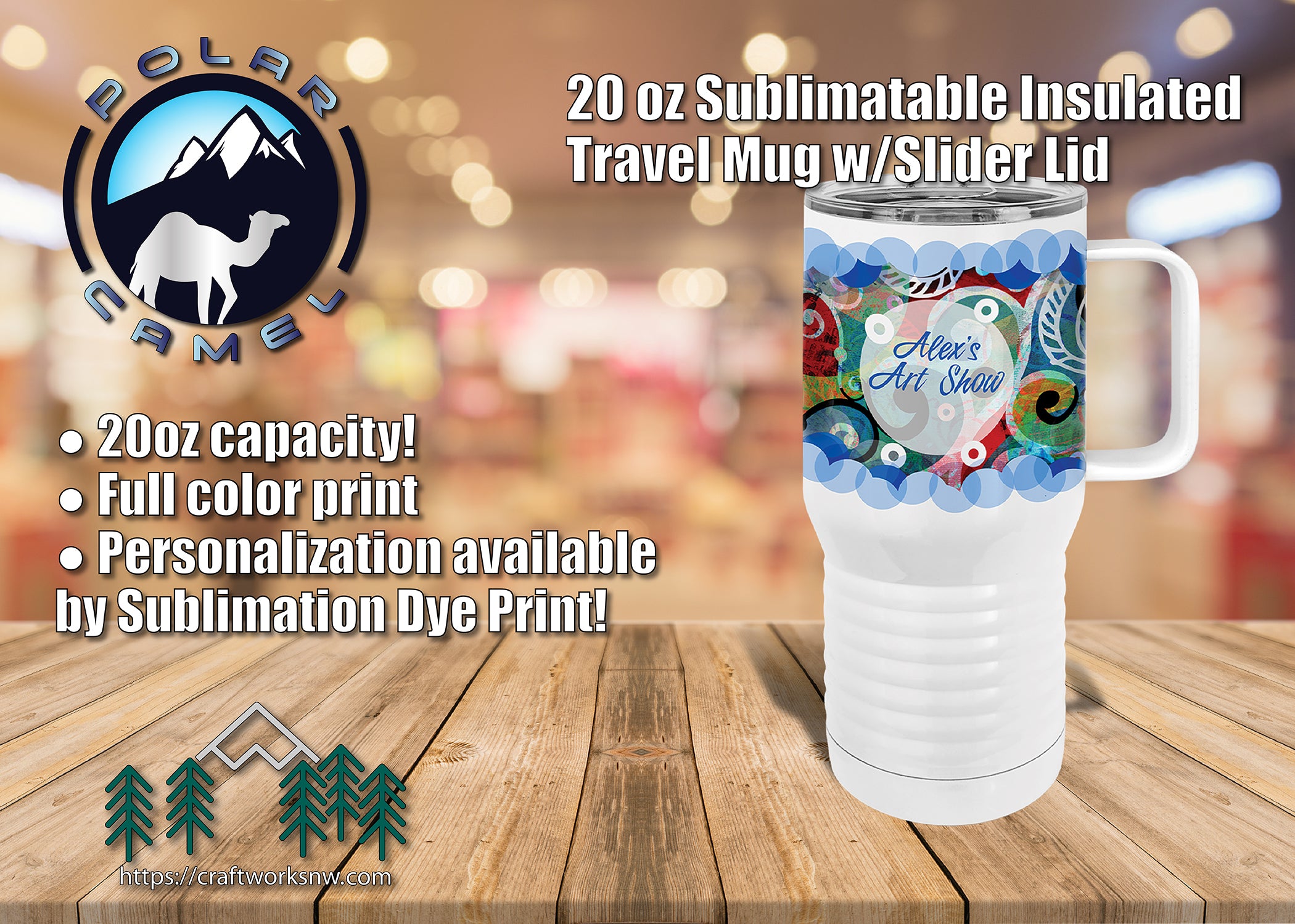 Personalized Polar Camel 20 oz Travel Mug - Stainless - Customized