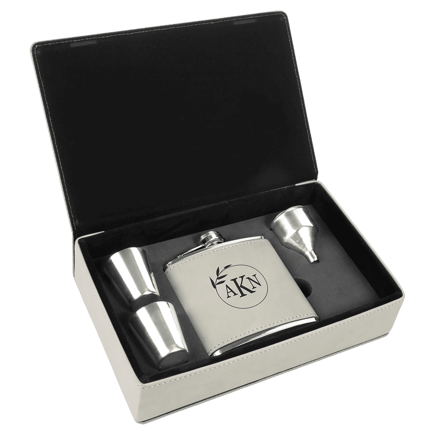 Flask Gift Set, 6oz Laserable Leatherette