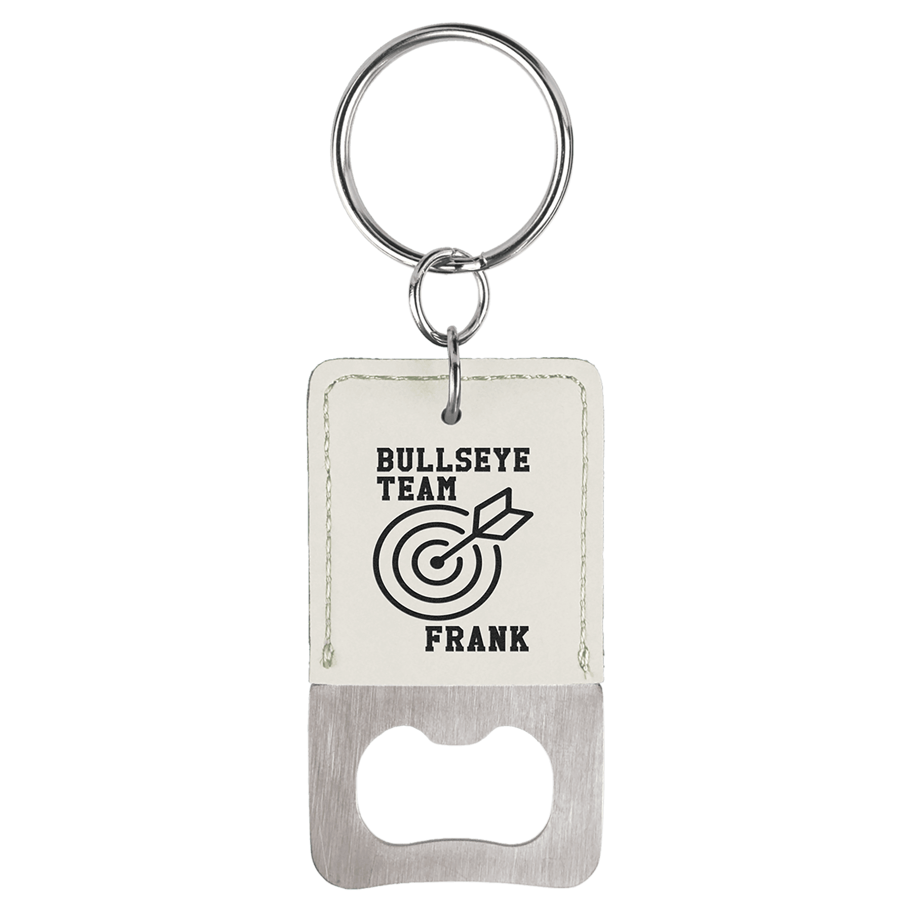 Rectangle Bottle Opener w/Keychain, 2-3/4" x 1-1/2", Laserable Leatherette - Craftworks NW, LLC