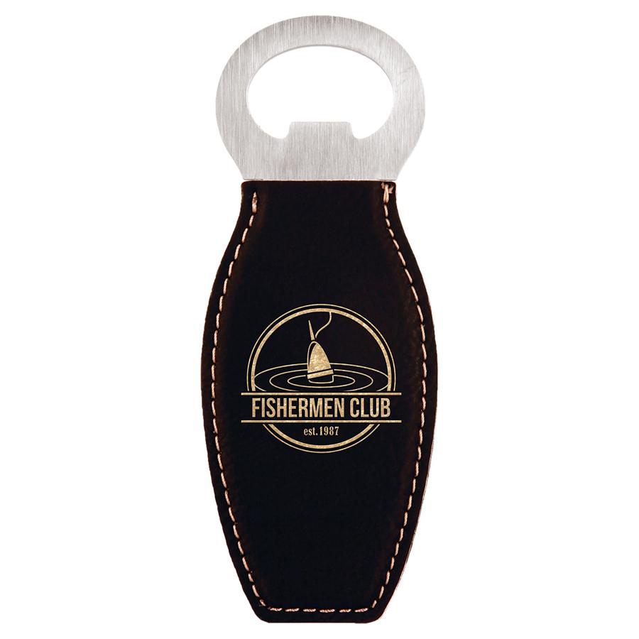 Rounded Bottle Opener with Magnet, Stainless Steel 1 3/4" x 4 5/8" Laserable Leatherette - Craftworks NW, LLC