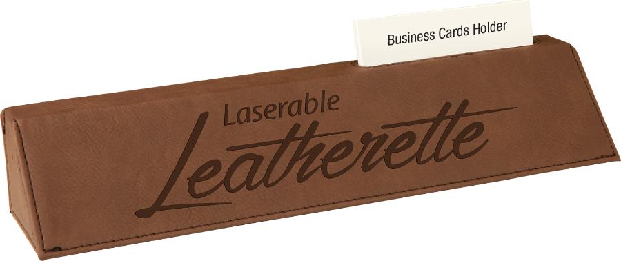 Desk Wedge w/Business Card Holder, 10 1/2" Laserable Leatherette - Craftworks NW, LLC