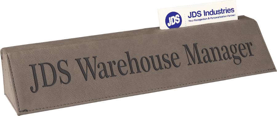 Desk Wedge w/Business Card Holder, 10 1/2" Laserable Leatherette - Craftworks NW, LLC