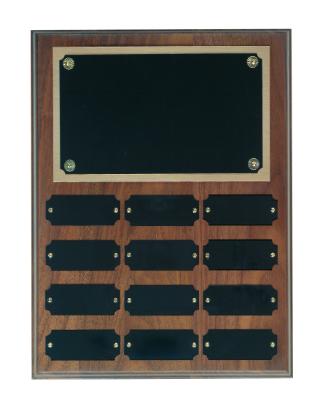 12 Plate Genuine Walnut Completed Perpetual Plaque - Craftworks NW, LLC