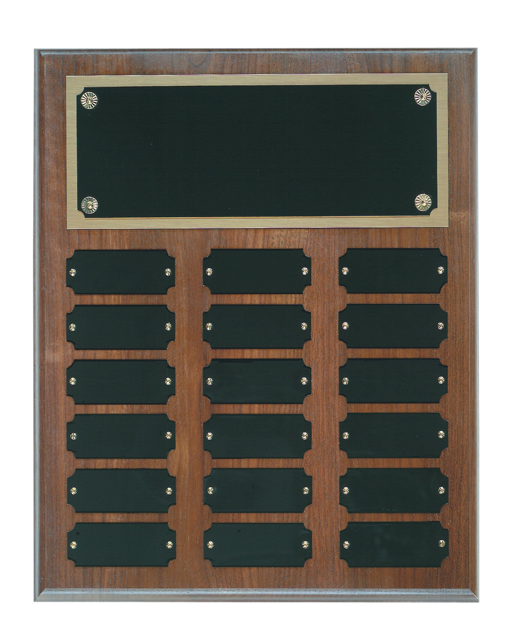 18 Plate Genuine Walnut Completed Perpetual Plaque Perpetual Plaque Craftworks NW Black Plates 