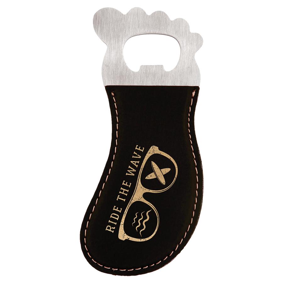 Foot Shaped Bottle Opener with Magnet, Stainless Steel 2 1/8" x 4 3/4" Laserable Leatherette - Craftworks NW, LLC