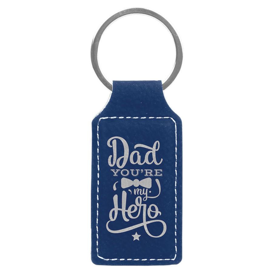 Rectangle Shaped Keychain with Keyring, 2 3/4" x 1 1/4" Laserable Leatherette - Craftworks NW, LLC