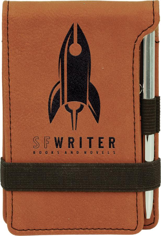 Notepad/Pocket Pad with Pen, 3 1/4" x 4 3/4" Laserable Leatherette - Craftworks NW, LLC