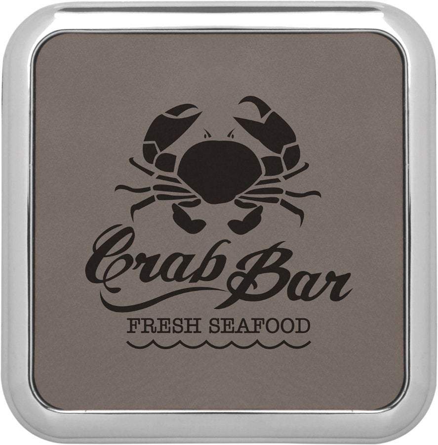 Square Drink Coaster w/Edging, 3 5/8" x 3 5/8" Laserable Leatherette - Craftworks NW, LLC