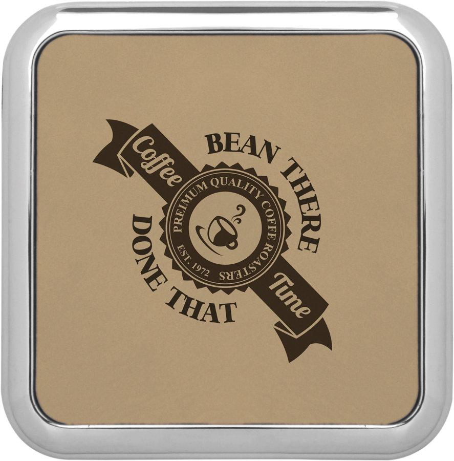 Square Drink Coaster w/Edging, 3 5/8" x 3 5/8" Laserable Leatherette - Craftworks NW, LLC