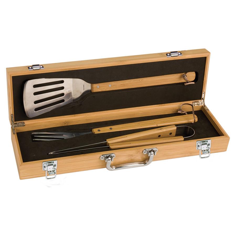 3-Piece Bamboo BBQ Set in Bamboo Case - Craftworks NW, LLC