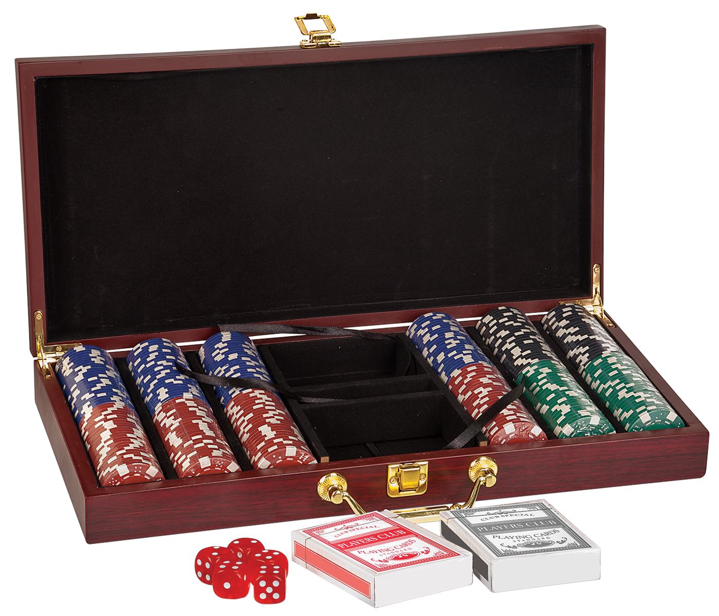 300 Chip Poker Set, Rosewood Finish Wooden Case Poker Set Craftworks NW 