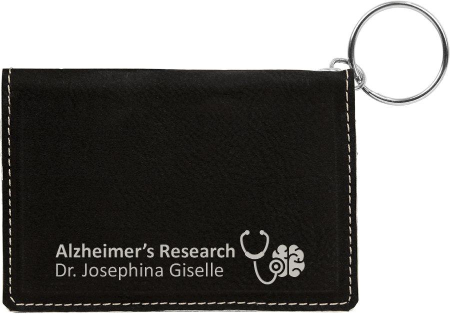ID Holder with Keyring, 4 1/4" x 3" Laserable Leatherette - Craftworks NW, LLC