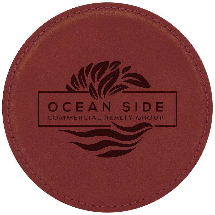 Round Drink Coaster, 4" Laserable Leatherette - Craftworks NW, LLC