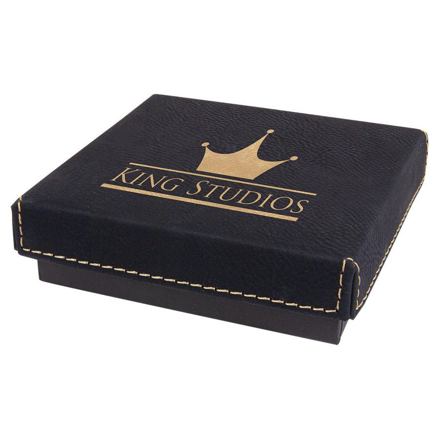 Medal / Gift Box, 4" x 4" with Laserable Leatherette Lid - Craftworks NW, LLC