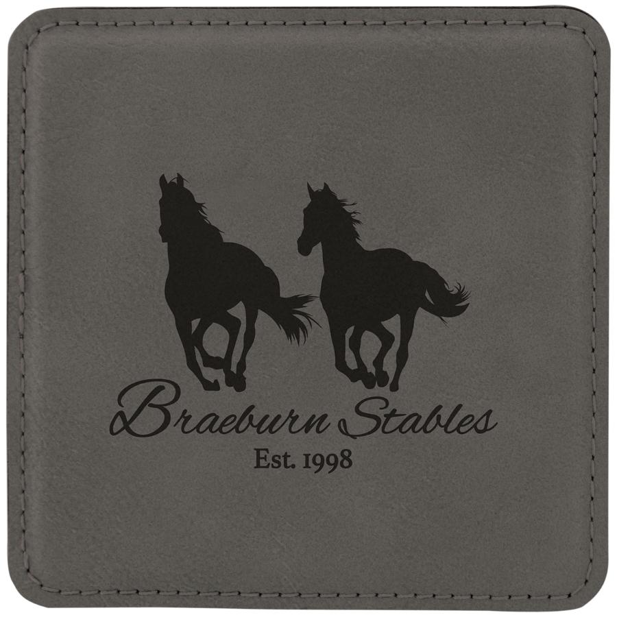 Square Drink Coaster, 4" x 4" Laserable Leatherette - Craftworks NW, LLC