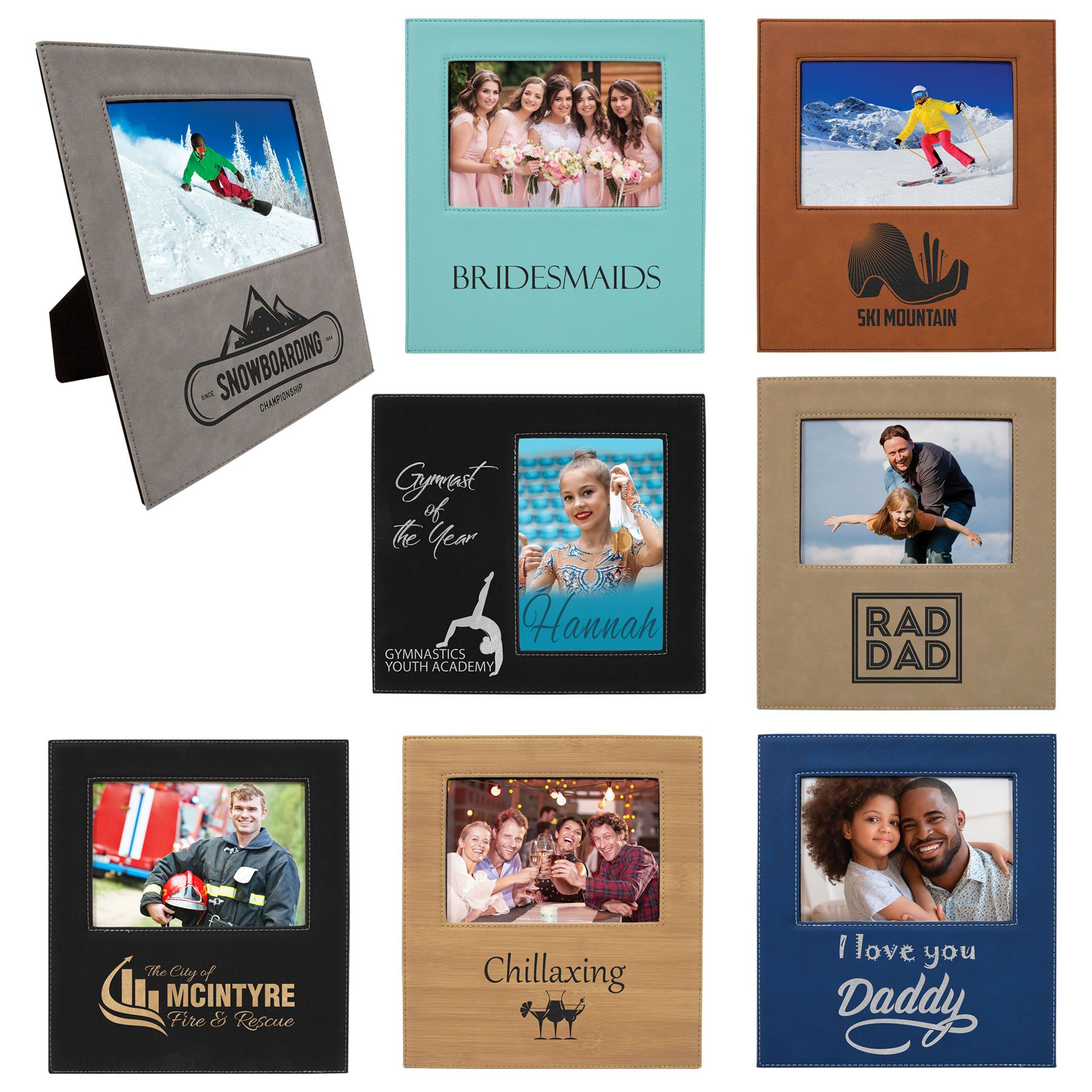 Photo Frame with Large Personalization Area, 5" x 7" Laserable Leatherette - Craftworks NW, LLC