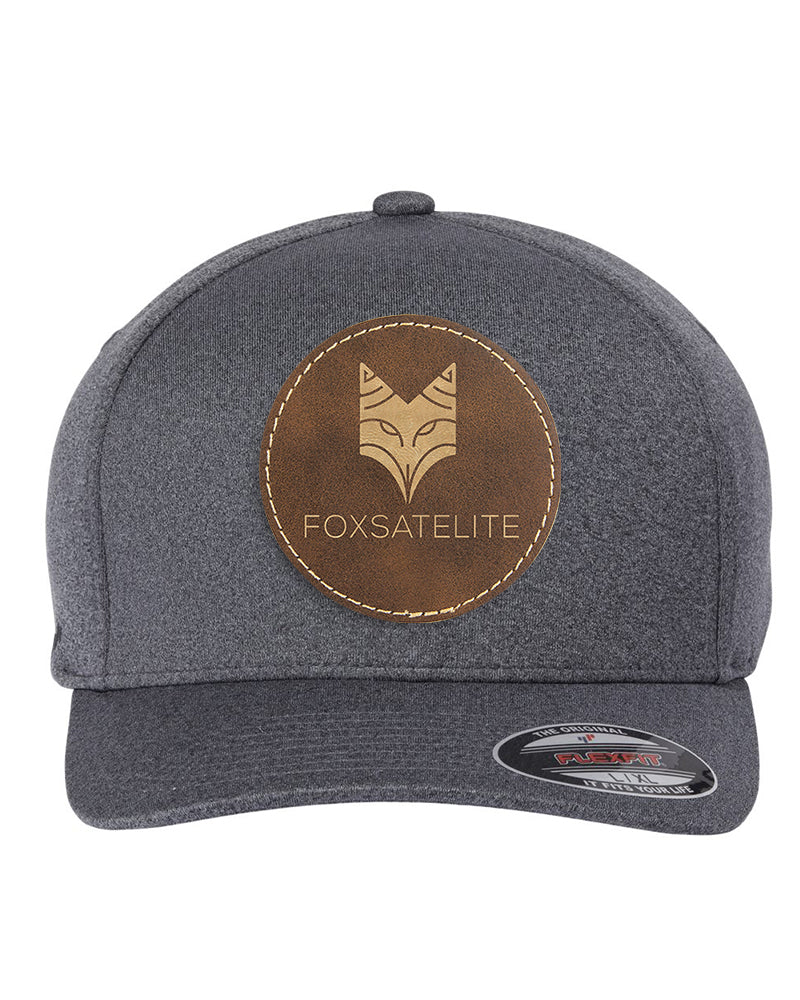 Flexfit Unipanel Solid Cap w/Round Leatherette Patch, 3.0" - Craftworks NW, LLC
