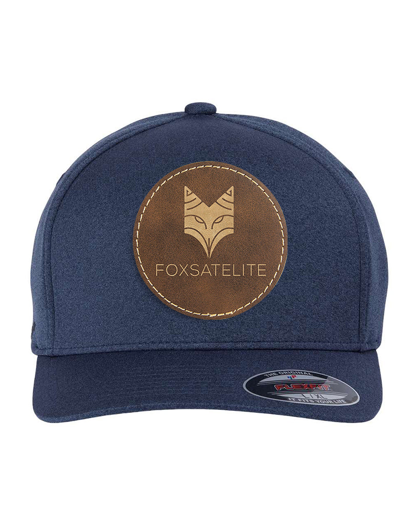 Flexfit Unipanel Solid Cap w/Round Leatherette Patch, 3.0" - Craftworks NW, LLC