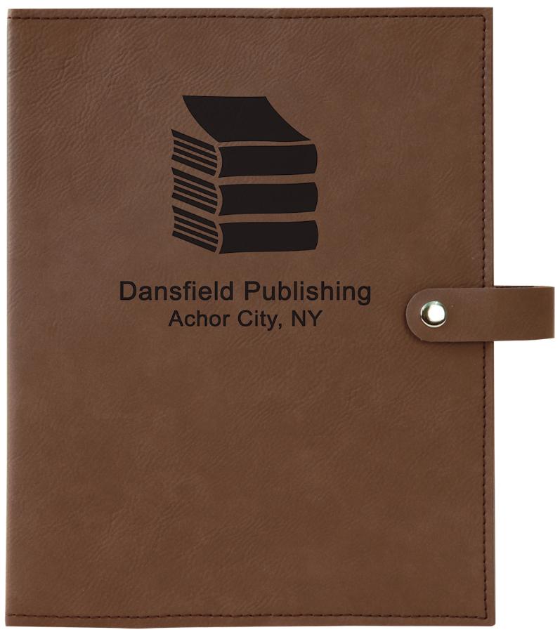 Book Cover with Snap Closure, 6 1/2" x 8 3/4" Laserable Leatherette - Craftworks NW, LLC