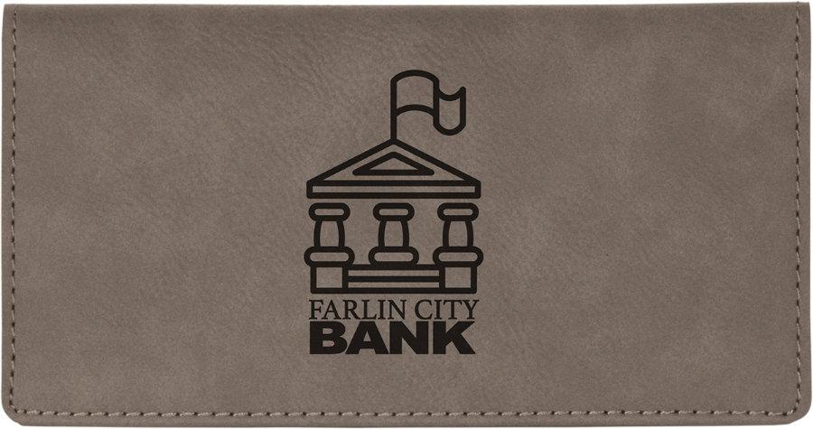 Checkbook Cover, 6 3/4" x 3 1/2" Laserable Leatherette - Craftworks NW, LLC