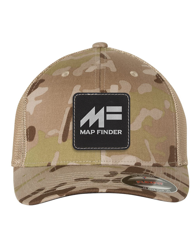 Flexfit Trucker Mesh Hat w/Square Leatherette Patch, 2.5" x 2.5", Multicam, OSFA - Craftworks NW, LLC