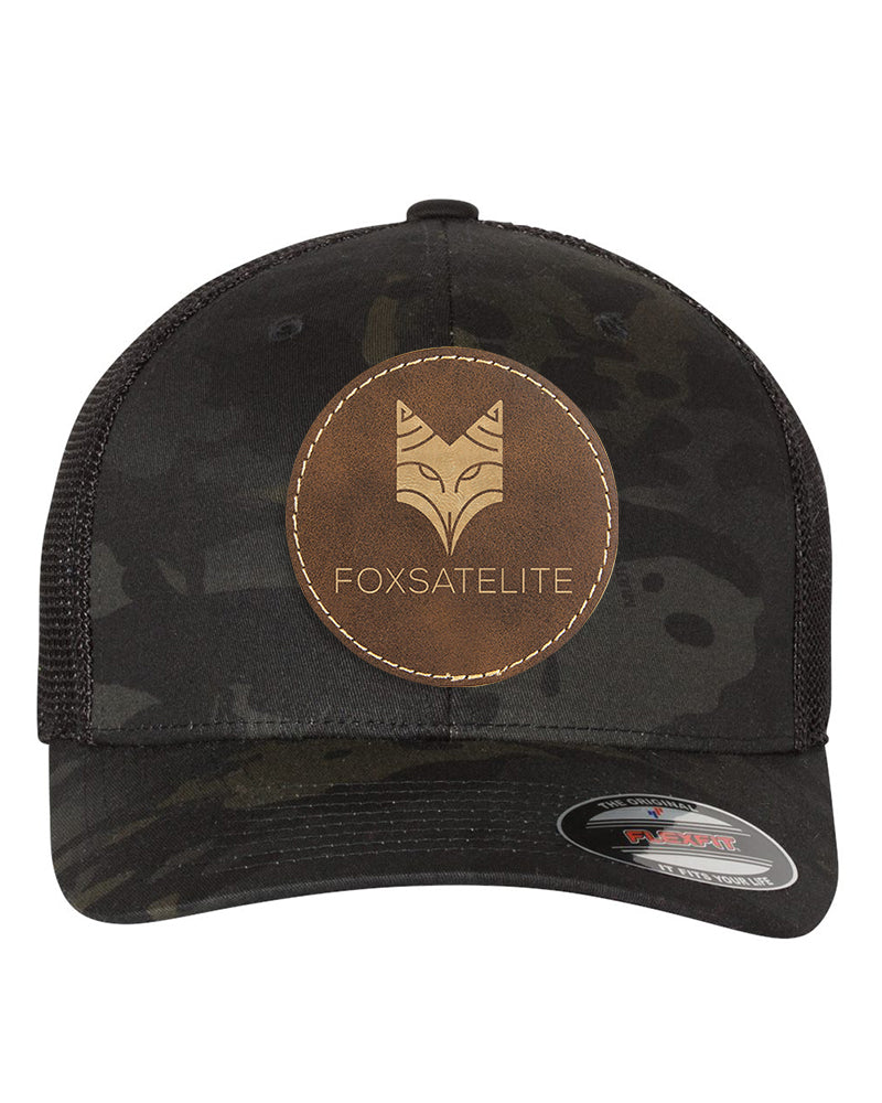 Flexfit Trucker Mesh Hat w/Round Leatherette Patch, 3.0", Multicam, OSFA - Craftworks NW, LLC