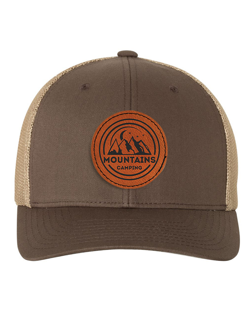 Flexfit Trucker Mesh Hat w/Round Leatherette Patch, 2.5", OSFA - Craftworks NW, LLC
