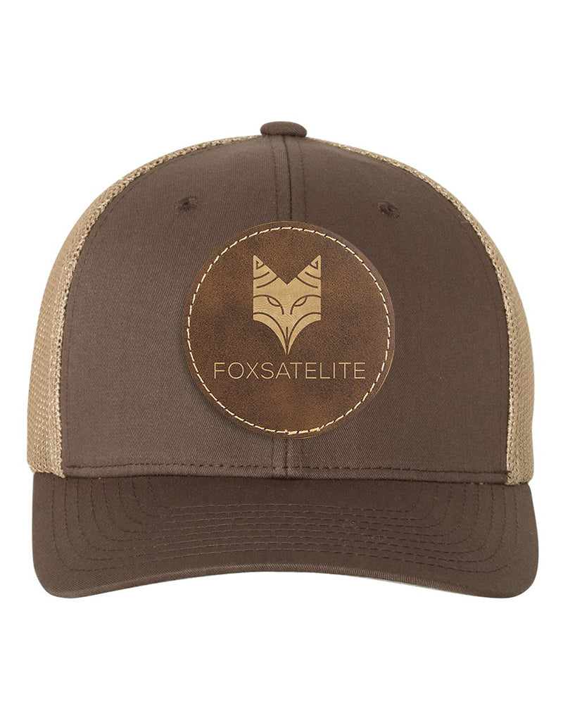 Flexfit Trucker Mesh Hat w/Round Leatherette Patch, 3.0", OSFA - Craftworks NW, LLC
