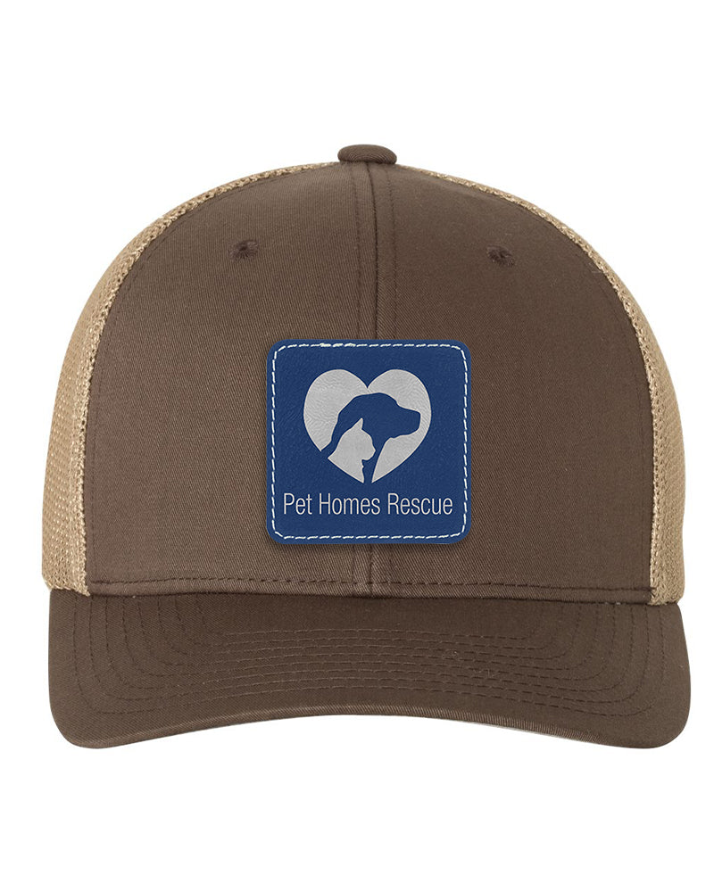 Flexfit Trucker Mesh Hat w/Square Leatherette Patch, 2.5" x 2.5", OSFA - Craftworks NW, LLC
