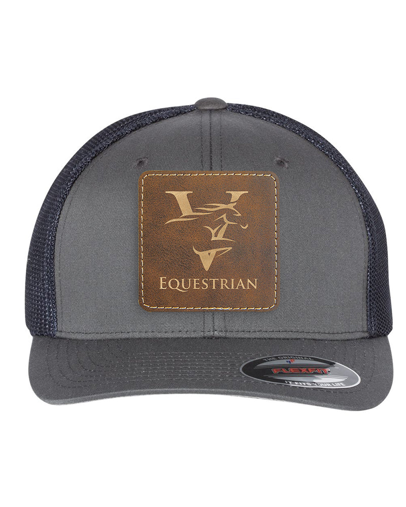 Flexfit Trucker Mesh Hat w/Square Leatherette Patch, 3.0" x 3.0, OSFA - Craftworks NW, LLC