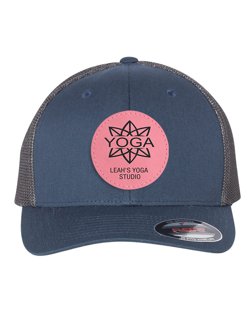 Flexfit Trucker Mesh Hat w/Round Leatherette Patch, 2.5", OSFA - Craftworks NW, LLC