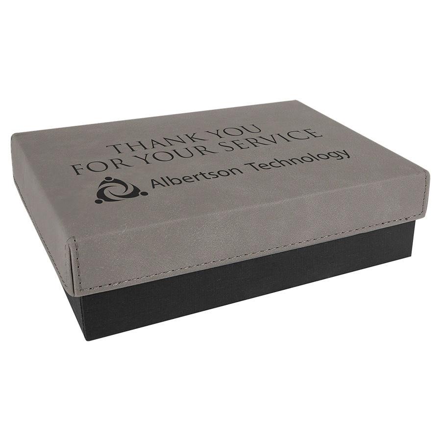 Gift Box with Laserable Leatherette Lid, 7 3/8" x 5 3/4" - Craftworks NW, LLC
