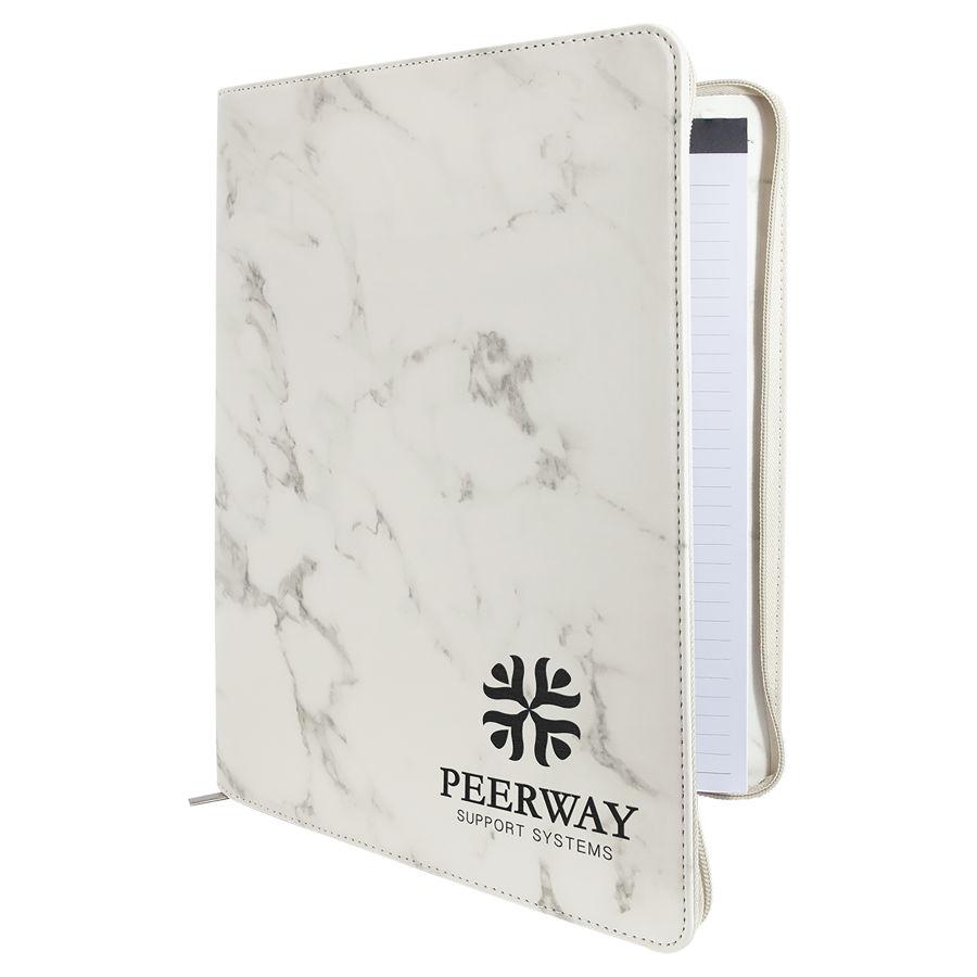 Portfolio/Padfolio with Zipper and Notepad, 9 1/2" x 12" Laserable Leatherette - Craftworks NW, LLC