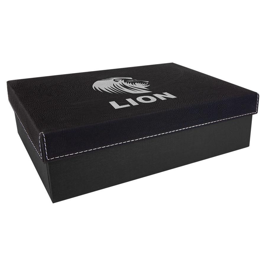 Gift Box with Laserable Leatherette Lid, 9 3/4" x 7" - Craftworks NW, LLC