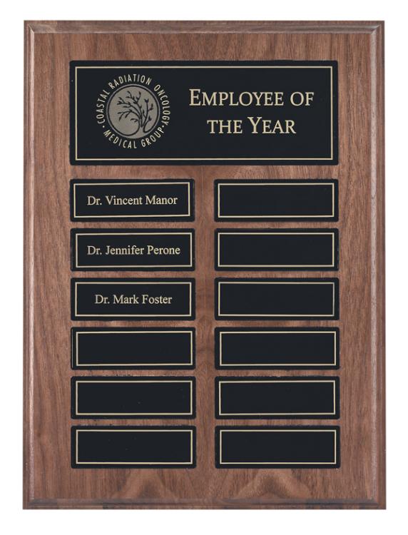 9" x 12" Recognition Pocket 12 Plate Perpetual Plaque - Craftworks NW, LLC