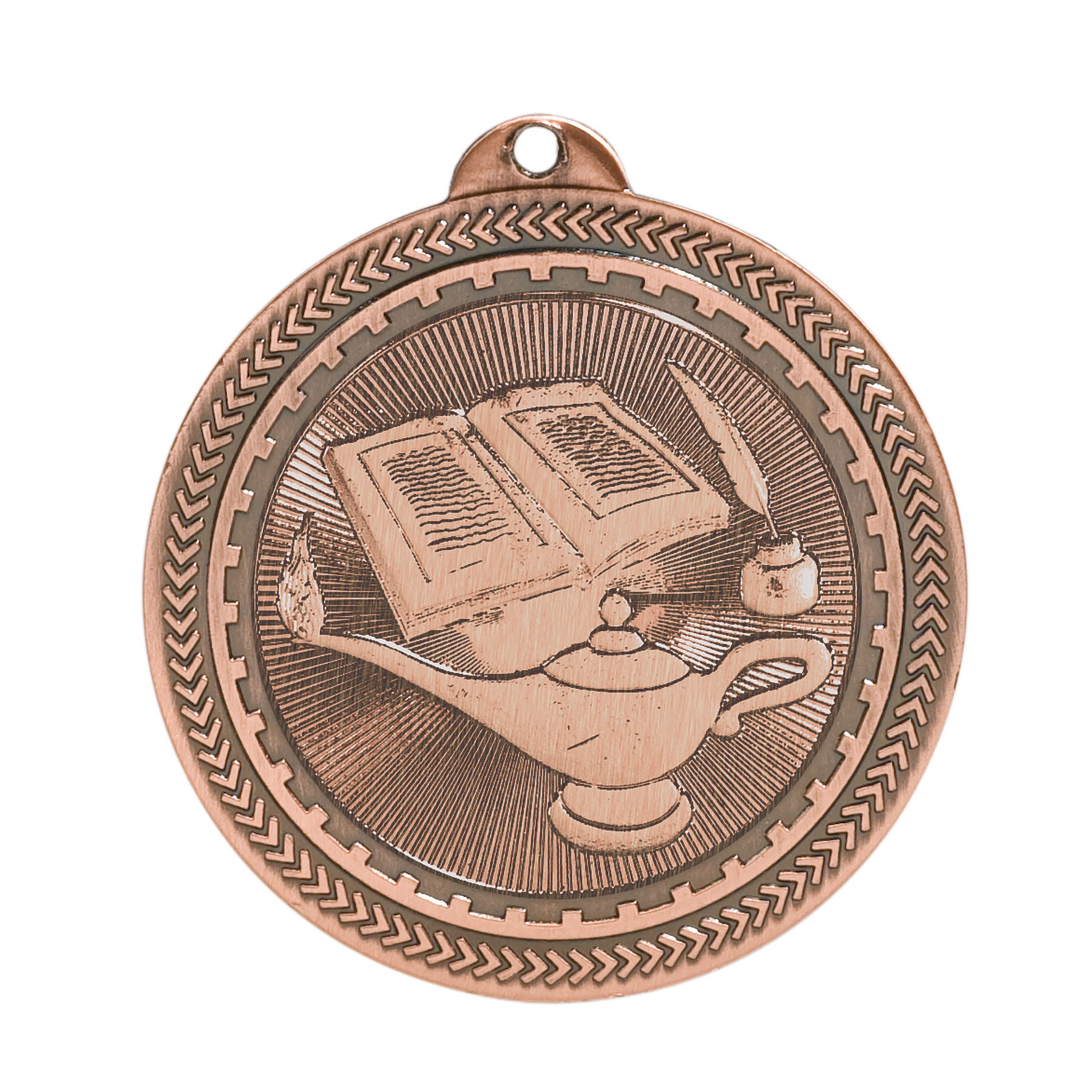 Lamp of Knowledge Laserable BriteLazer Medal, 2" - Craftworks NW, LLC