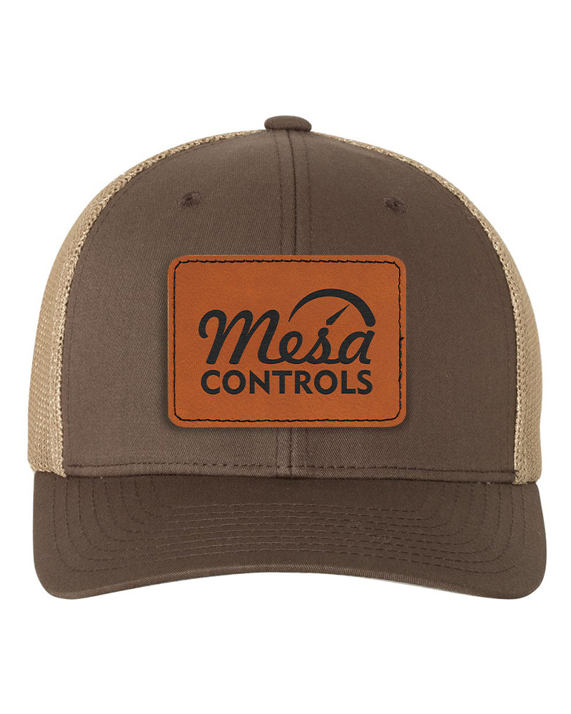 Flexfit Trucker Mesh Hat w/Rectangle Leatherette Patch, 3.5" x 2.5", OSFA - Craftworks NW, LLC