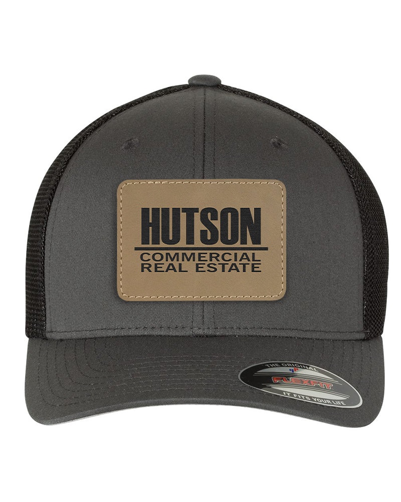 Flexfit Trucker Mesh Hat w/Rectangle Leatherette Patch, 3.5" x 2.5", OSFA - Craftworks NW, LLC