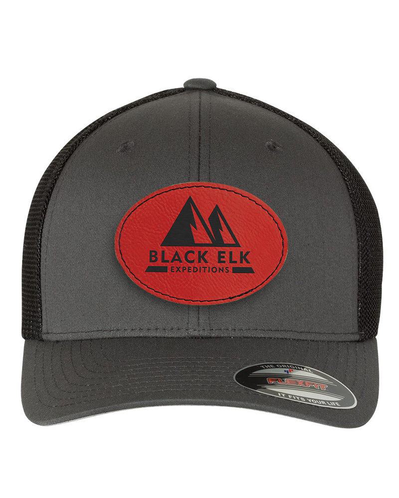 Flexfit Trucker Mesh Hat w/Oval Leatherette Patch, 3.5" x 2.5", OSFA - Craftworks NW, LLC