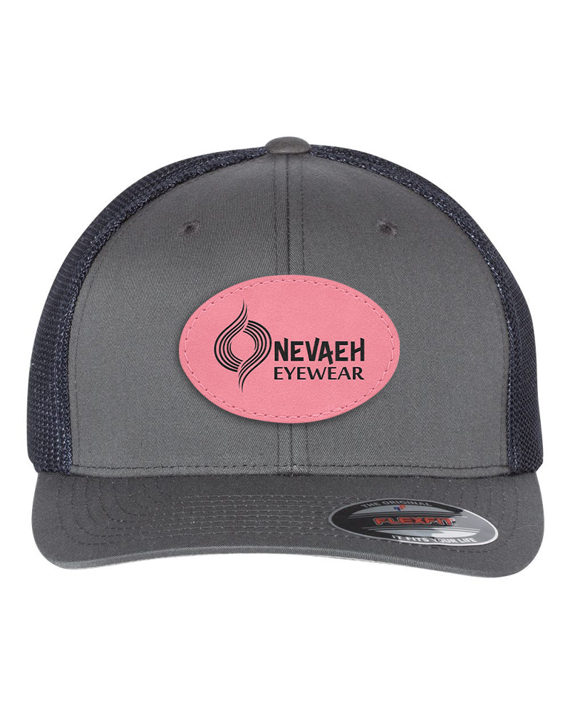 Flexfit Trucker Mesh Hat w/Oval Leatherette Patch, 3.0" x 2.0", OSFA - Craftworks NW, LLC