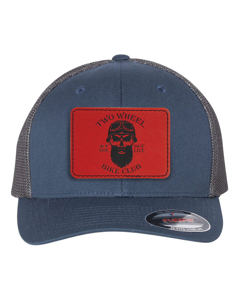 Flexfit Trucker Mesh Hat w/Rectangle Leatherette Patch, 3.5" x 2.5", OSFA - Craftworks NW, LLC