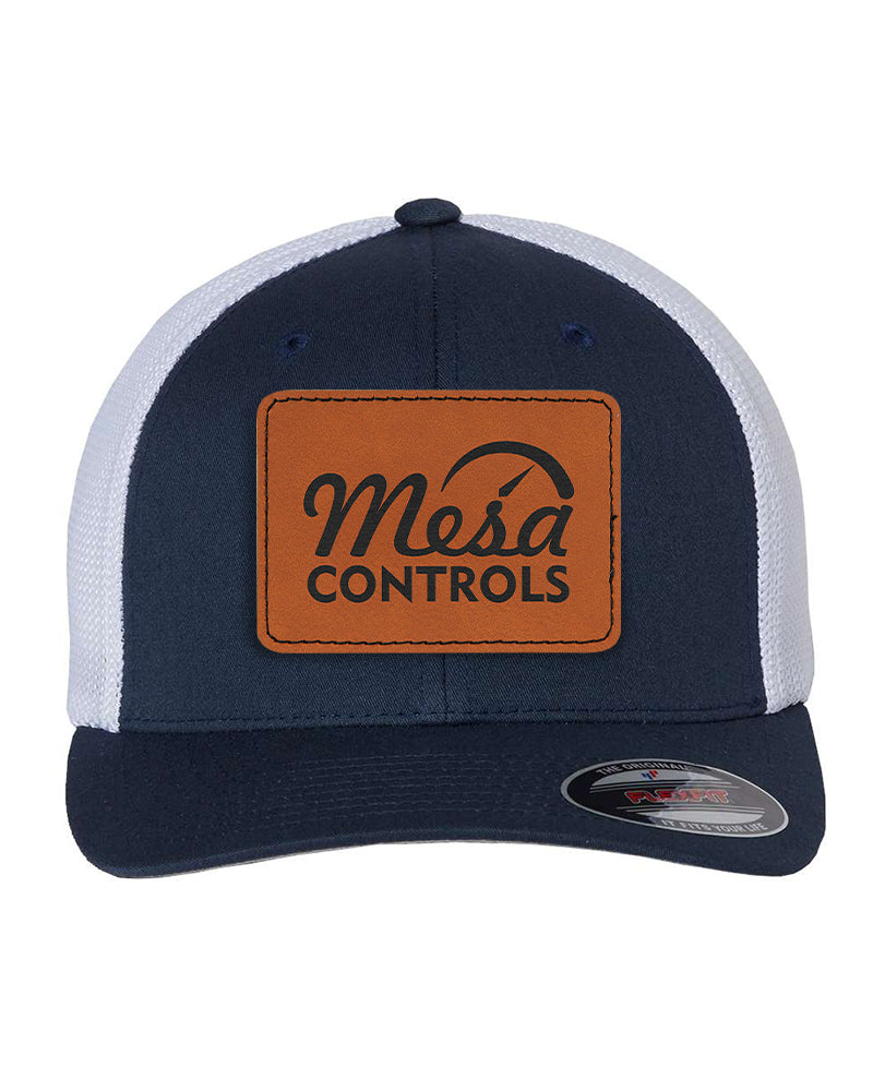 Flexfit Trucker Mesh Hat w/Rectangle Leatherette Patch, 3.5" x 2.5", OSFA - Craftworks NW, LLC