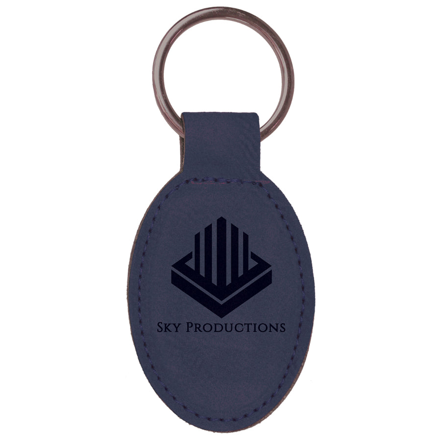 Oval Shaped Leatherette Keychain with Keyring, 3" x 1 3/4", Laser Engraved - Craftworks NW, LLC