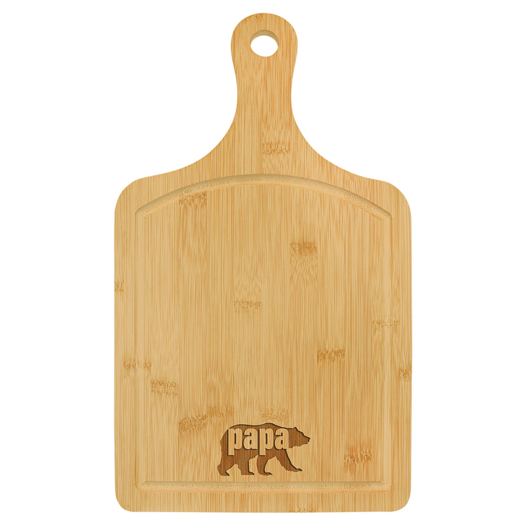 Paddle Shaped Bamboo Cutting Board, 15-1/2" x 9", Laser Engraved - Craftworks NW, LLC