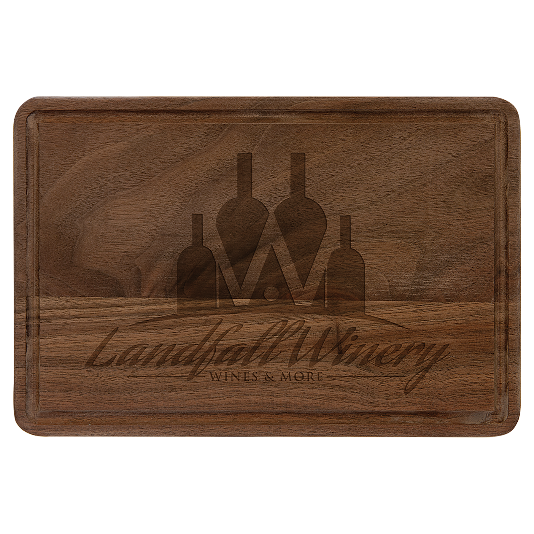 Walnut Cutting Board w/Drip Ring, 9" x 6", Laser Engraved - Craftworks NW, LLC