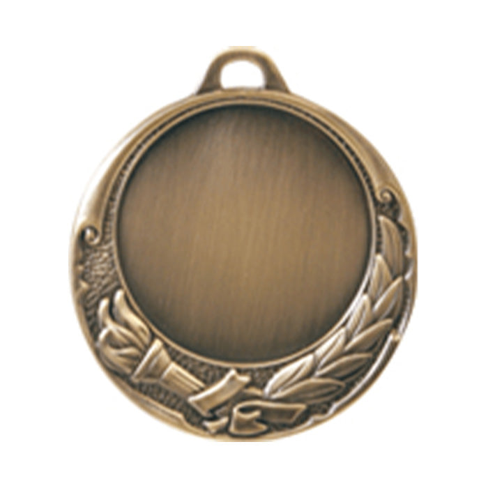 2-3/4" Antiqued Torch/Wreath, 2" Insert Holder Medal (double sided) - Craftworks NW, LLC