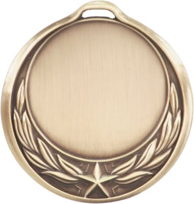 2-3/4" Antiqued Star/Wreath, 2" Insert Holder Medal (double sided) - Craftworks NW, LLC