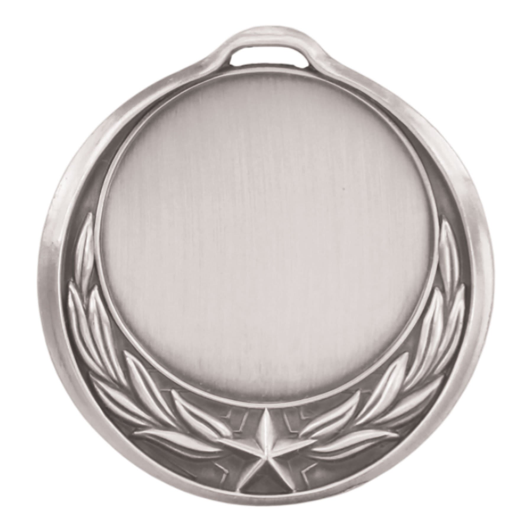2-3/4" Antiqued Star/Wreath, 2" Insert Holder Medal (double sided) - Craftworks NW, LLC